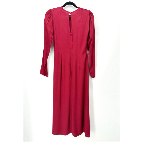 Reformation Celeste Dress Womens 4 Sheath Tulip Slit Midi Red Draped Glam City - Picture 5 of 12